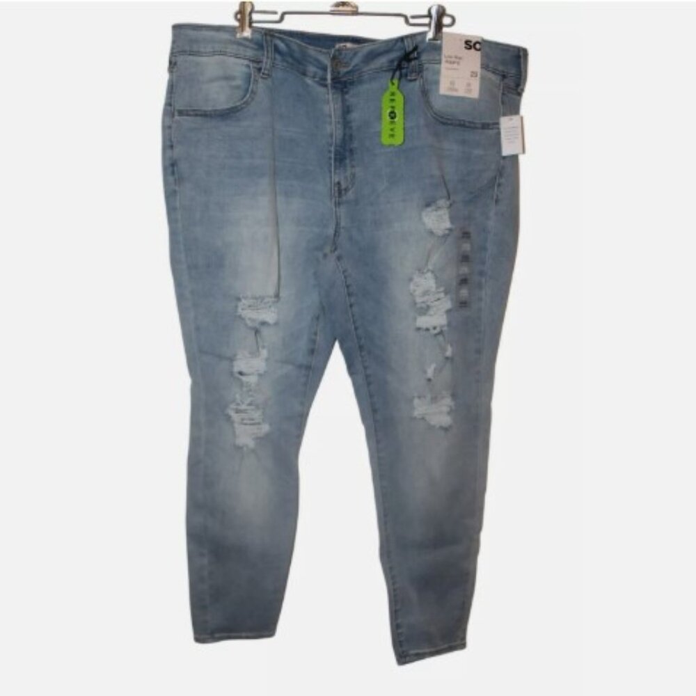 SO Womens Denim Jeggings Size 22/40 Distressed Plus Size Low Rise Jeans NWT